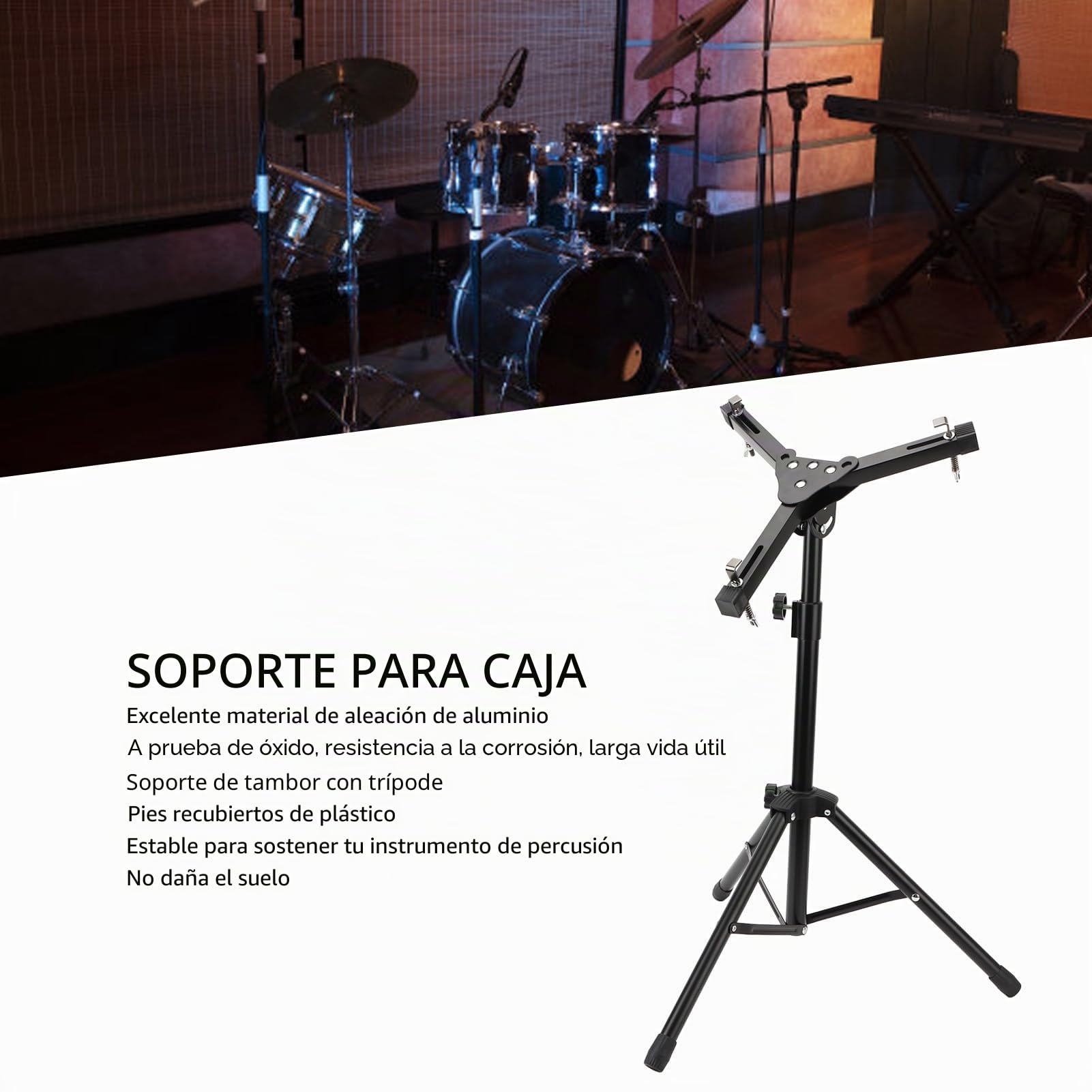 Soporte de Tambor Ajustable, Trípode Estable para Tambores de 11 y 12 Pulgadas con Accesorios Completos