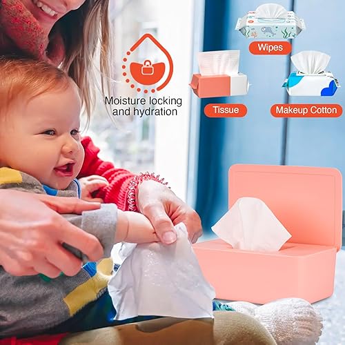 Miniatura 6 de Dispensador de toallitas para bebés, soporte para toallitas para bebés y adultos, mantiene el tejido húmedo fresco, funda antideslizante para