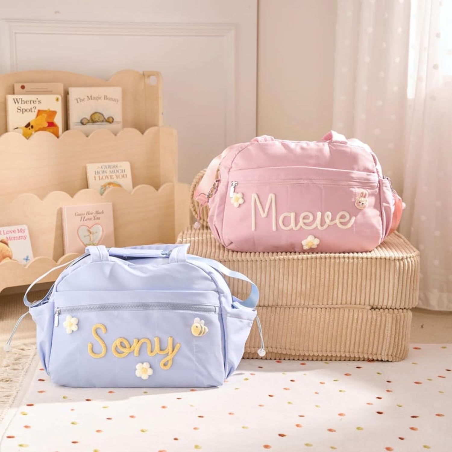 Personalized Kids Duffel Bag, Custom Embroidered Baby Tote Bag, Diaper Tote, Vacation Travel Luggage, Back To School Gift image 2
