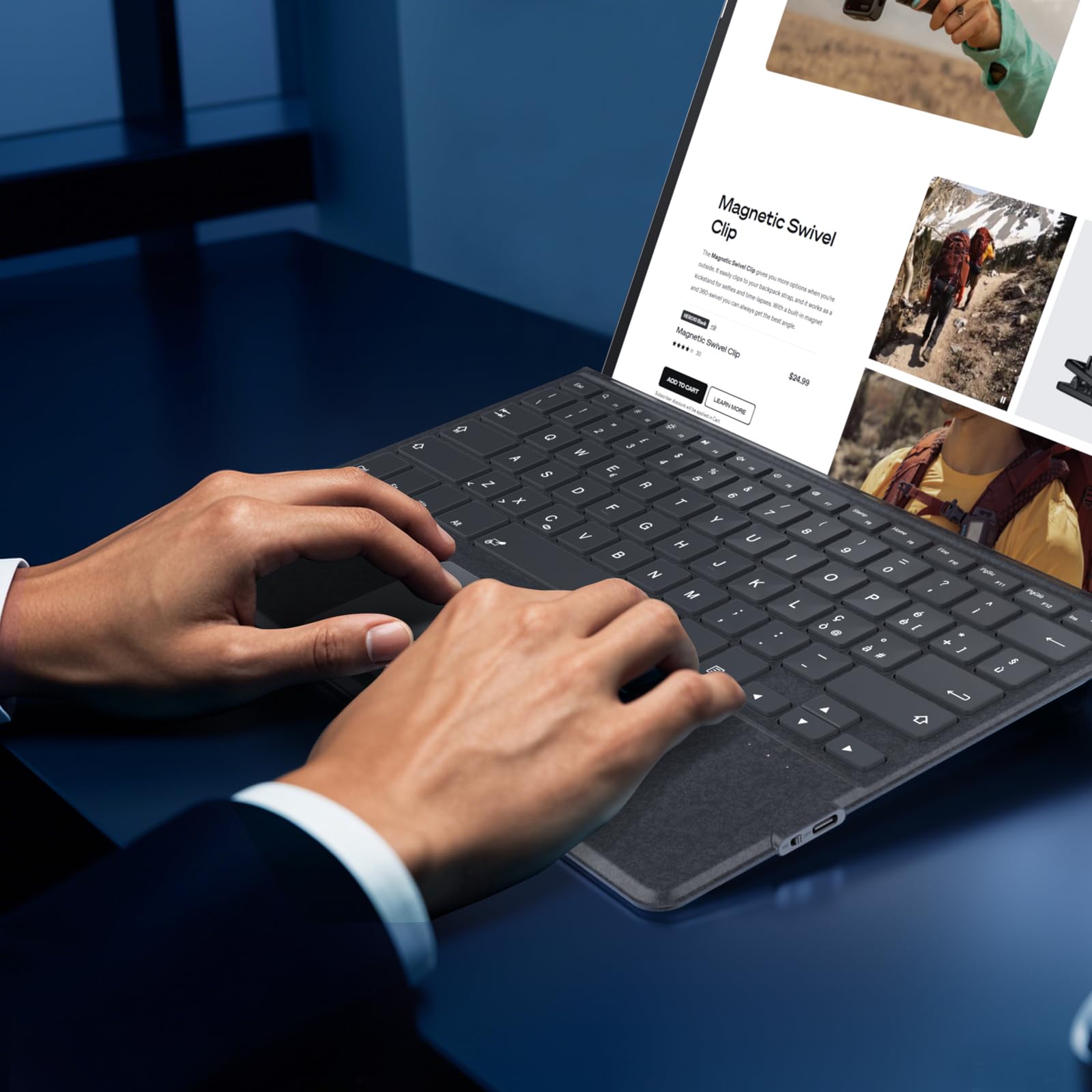 MoKo Tastiera Bluetooth Italiana con Touchpad per Microsoft Surface Pro 11/ Pro 10/ Pro 9/ Pro 8/ Pro X da 13", Layout QWERTY Tastiera Sottile di Type Cover con Portapenna (senza Ricarica), Grigio