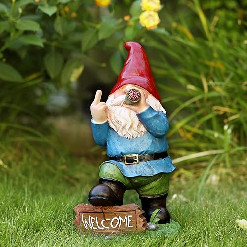Miniatura 7 de Decoración de jardín de gnomos, 13.5 pulgadas de alto, grande, inapropiado, regalos divertidos, estatuas de gnomo al aire libre para patio, césped,
