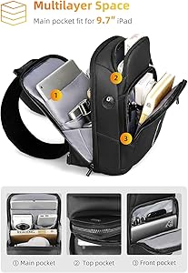 Mark Ryden Multitasche Sling Bag, Borsa a tracolla impermeabile da uomo