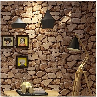 Trafagala Rustic Brick Effect Wallpaper 3D Brick and Stone Pattern Effect Wallpaper Non-Woven Fabric Brick Pattern Anti-Fouling Texture Bookcase Wallpape Vintage Slate for House Decoration Stone
