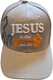 Black Duck Brand 3D Jesus is The Key Embroidered Jesus Christian Ball Cap (Gray)