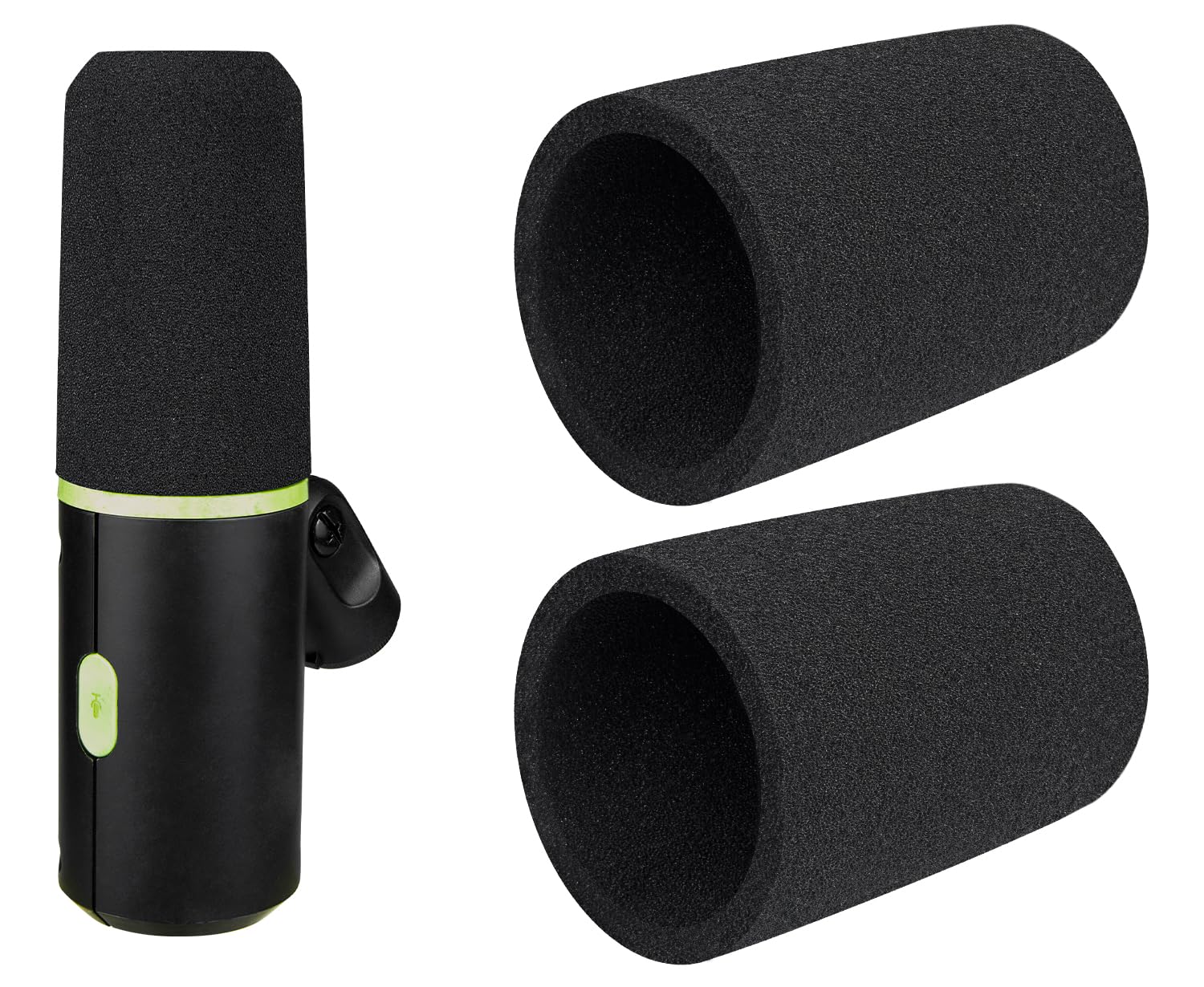 SOULWIT 2 Piezas Micrófonos Pop Filtro para Shure MV6, Mic Cubierta Protectora Parabrezza Espuma - Negro