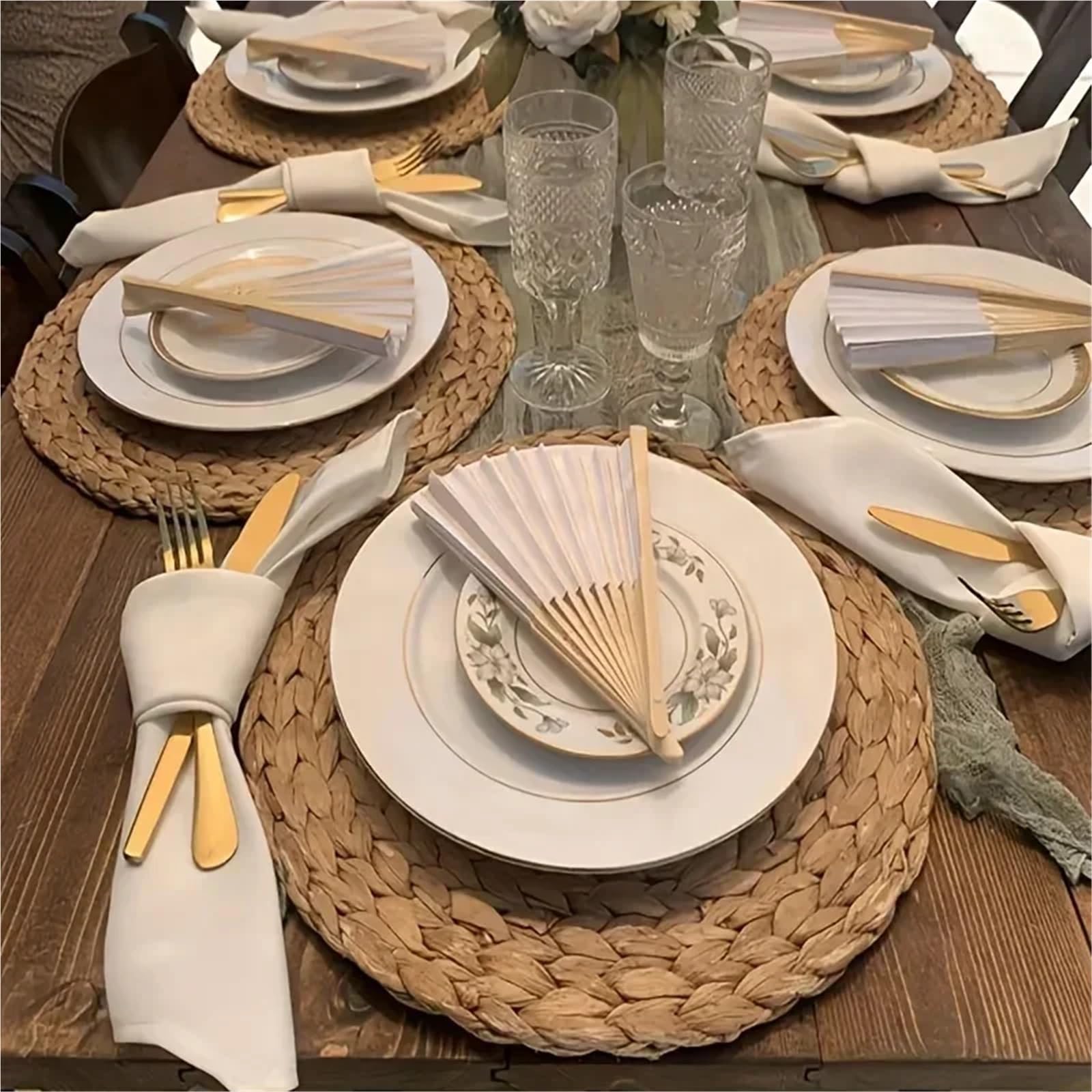 Fächer für Hochzeitsgäste, 50 Stück, weiß, faltbar, Papierfächer – DIY, tragbares Bambus-Design für Hochzeit, Geburtstag, Party, Dekoration und Geschenke, klassischer Akzent für Zuhause