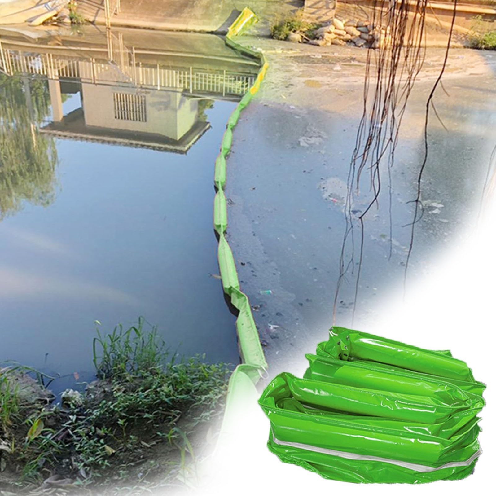 LYDBMYT PVC Floating Oil Booms for Water Surface Cleanup, Heavy-Duty Containment Fences for Industrial Spill Control in Rivers, Docks, and Lakes