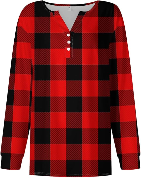 slqdgmryz Womens Long Sleeve Tops Fall Button V Neck Graphic Cute Shirts Dressy Casual Henley Tunic Tops Women Blouses