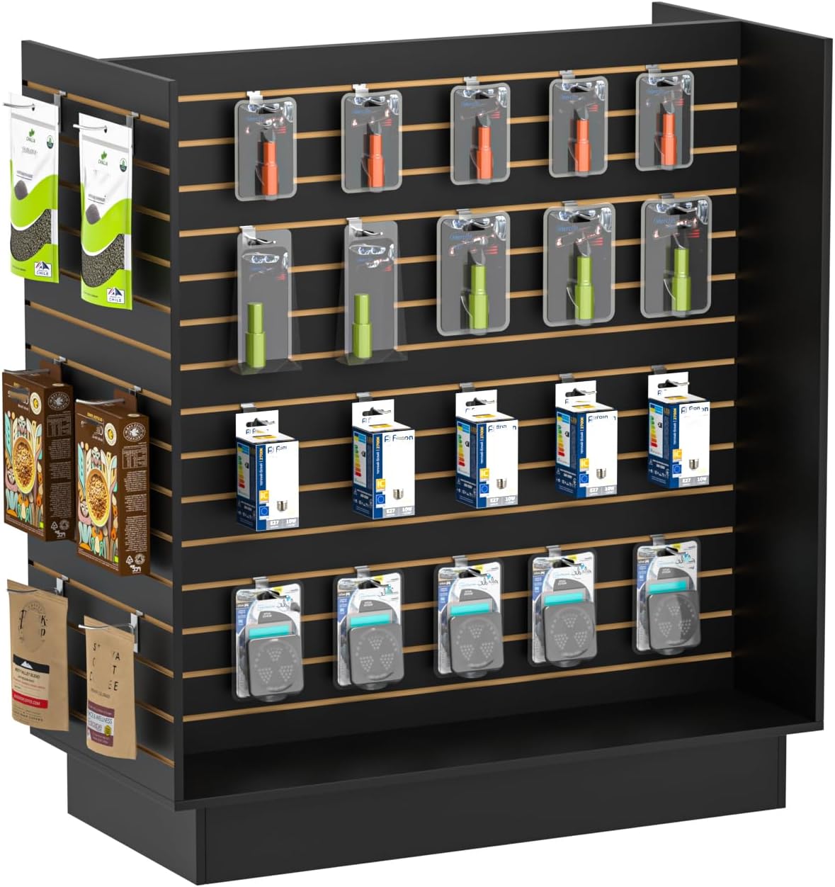 49.5”W x 24”D x 54”H - Retail Slat wall Gondola Display with 3” Slatwall Units，Black Versatile H-Unit Slatwall Display Stand