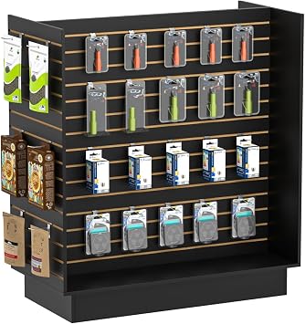 49.5W x 24D x 54H - Retail Slat wall Gondola Display with 3 Slatwall Units,Black Versatile H-Unit Slatwall Display Stand
