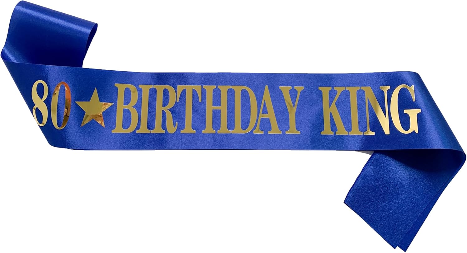 80th Birthday Sash, '80 BIRTHDAY KING' Birthday Sash for men Blue Sash with Gold Foil Letter 80th Birthday sash for men Party Decorations Favors Blue Gold