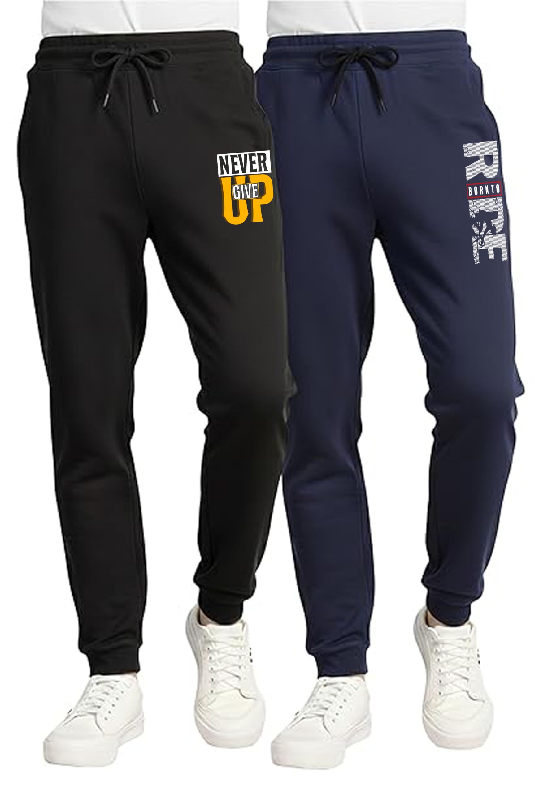 Crazy Guy Boys Trackpant Combo Pack of 2 | Cotton Blend Fabric | Elastic Waist with Drawstring | Casual Joggers for Boys-image-10