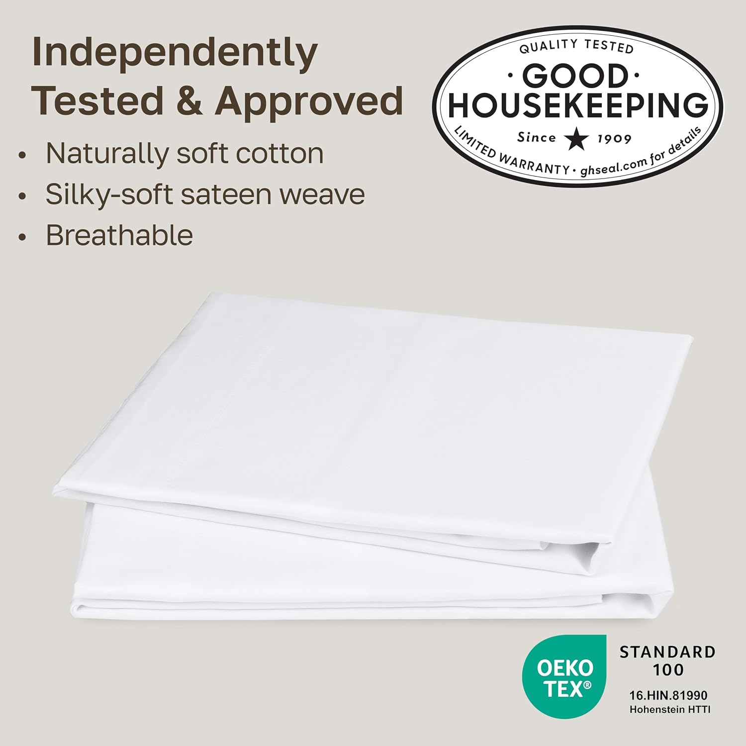 California Design Den Standard Queen Size Pillowcases - 100% Cotton, Set of 2 Soft Sateen Weave Cases, Fits Queen and Standard Size Pillows - Bright White