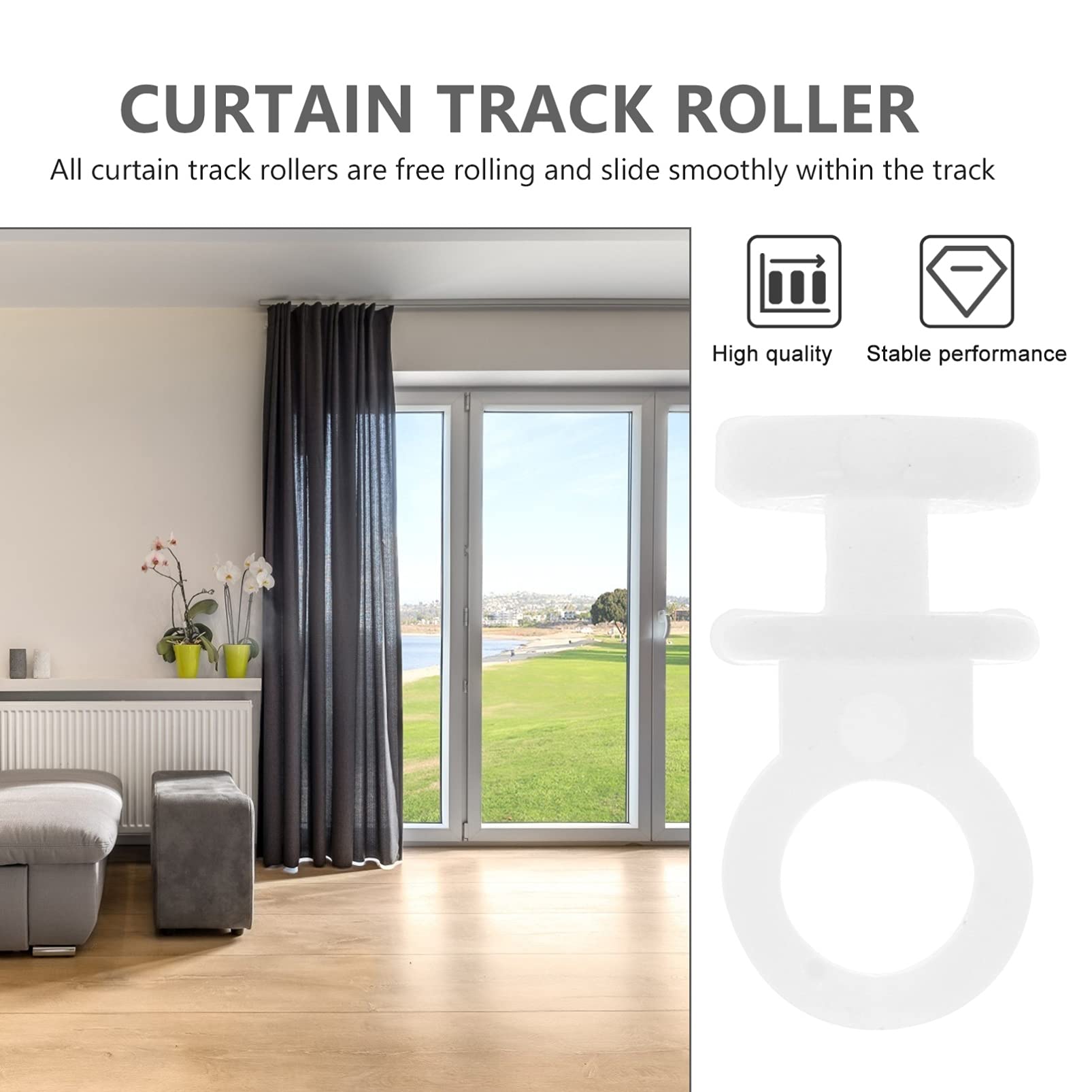 Unomor 3sets Flexible Curtain Track Rollers Ceiling Mount Rv Curtain Track Plastic Pulley Traverse Rod Carrier Slides Silent Glider Hooks for All Rooms 200pcs*3