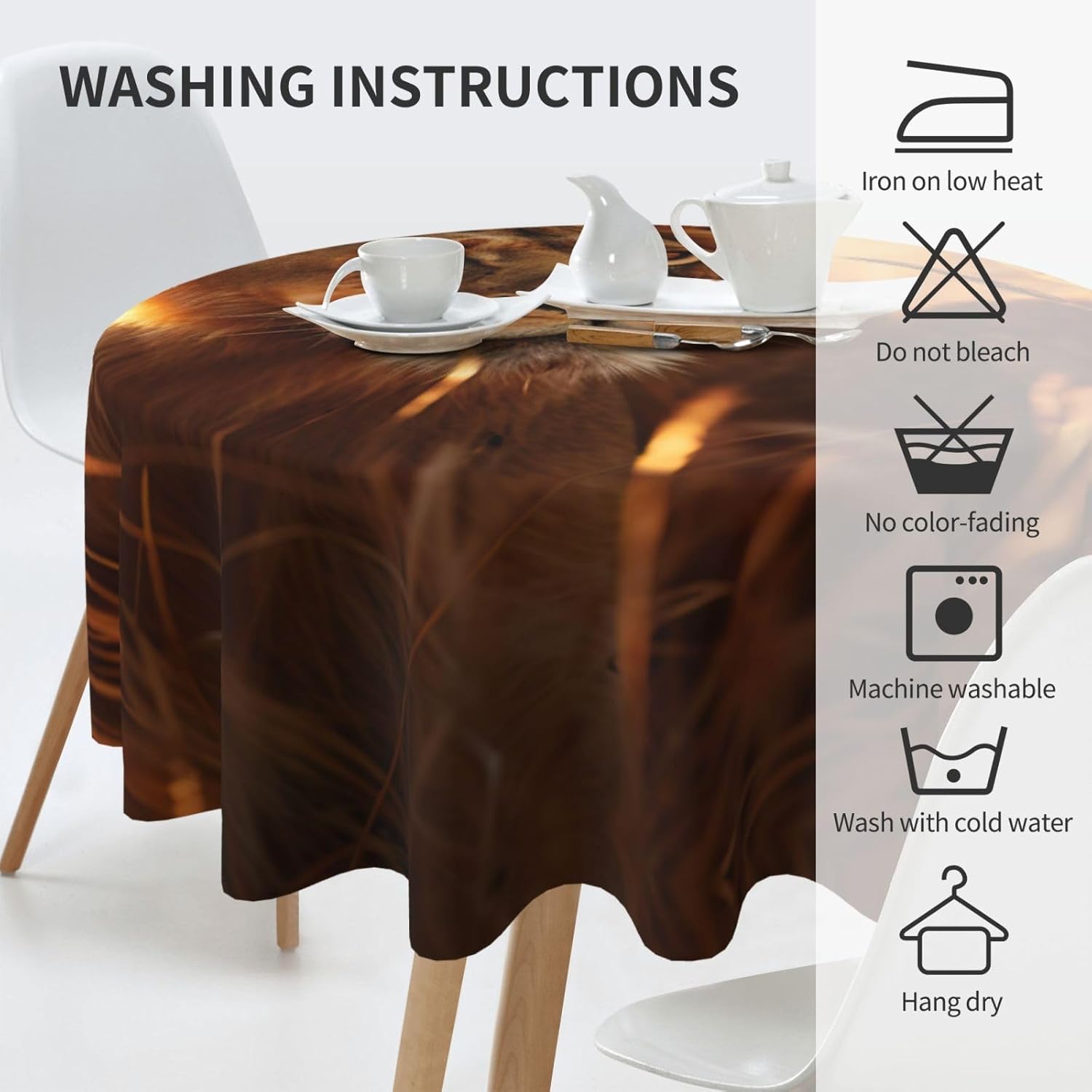 African Animals2 Print Round Tablecloth Wrinkle Free Soft Table Cloth for Dining Christmas Room Decoration