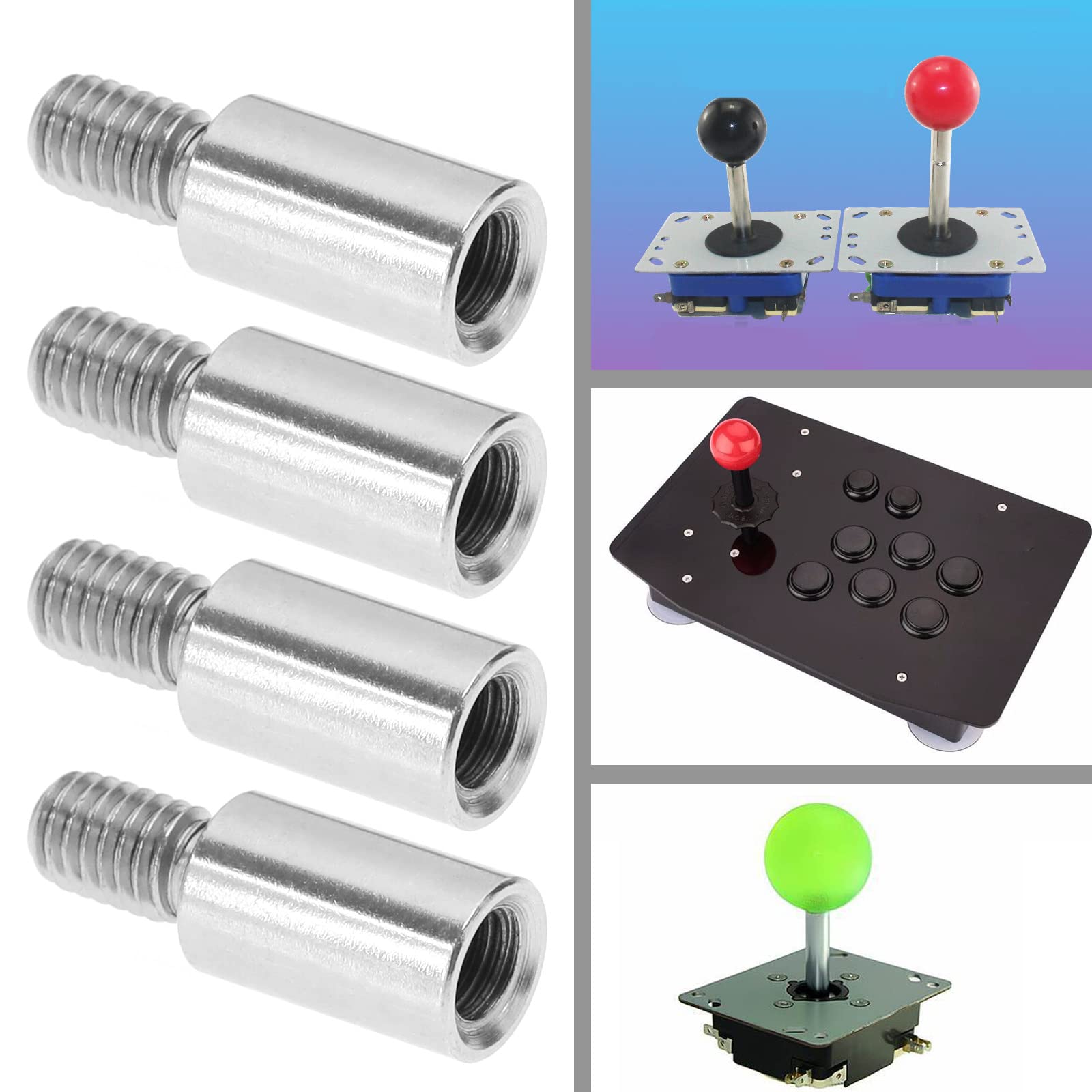 4 varillas de extensión de repuesto para joystick de arcade compatibles con Sanwa Joystick Game Controller Extender Controller Extension Rod