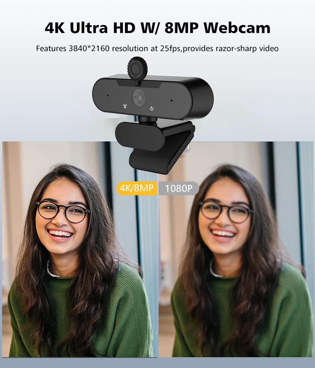 AUSHA Full HD 1080p Webcam with Autofocus, Microphone & Privacy Shutter for Video Conferencing, Online Classes, and Virtual Meetings USB Computer Camera for Laptop & Desktop