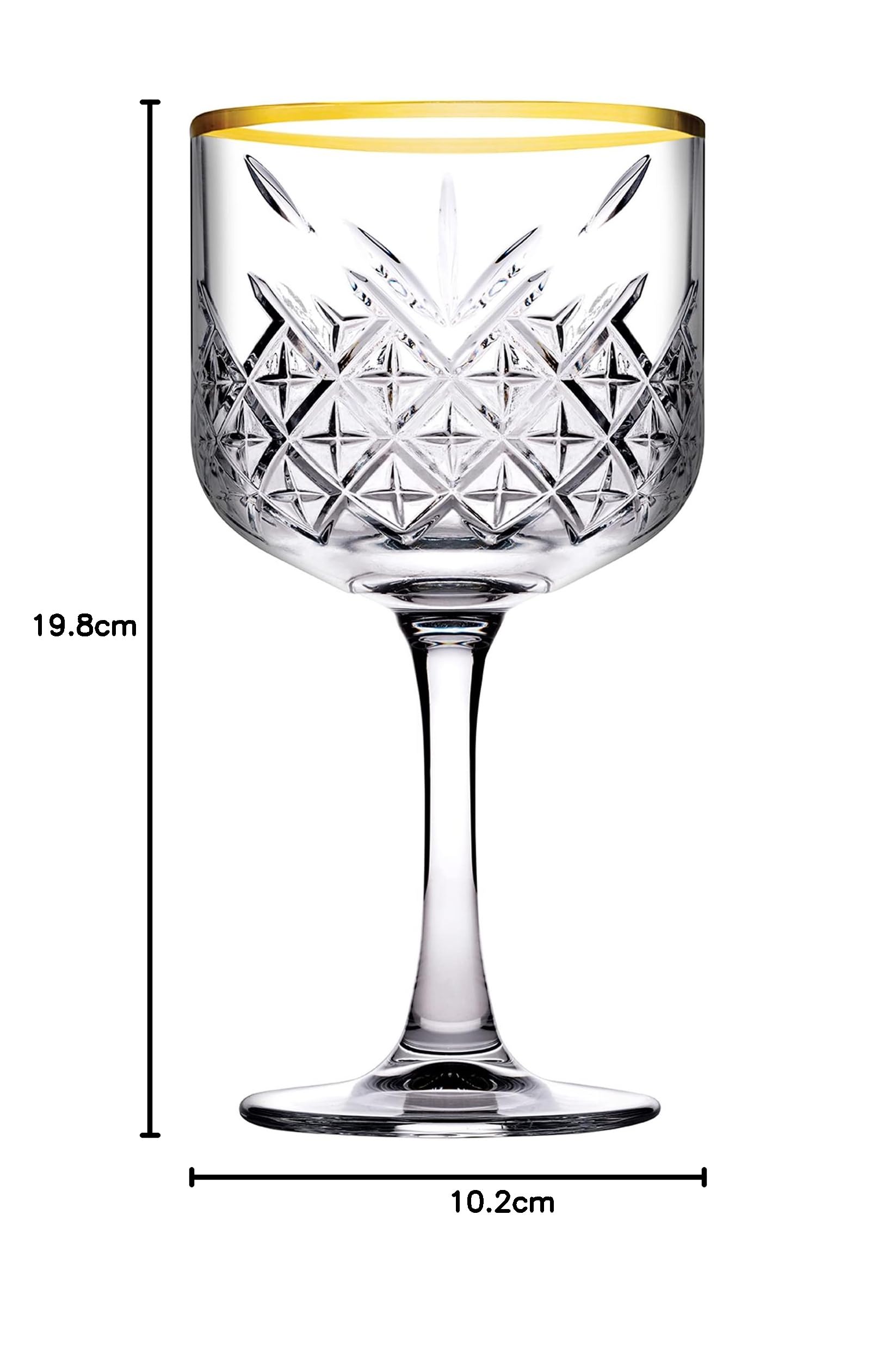 Pasabahce Juego de copas de vino Timeless oro 4 unidades 500 ml copas de vino tinto 10,2 x 10,2 x 19,8 cm clásico