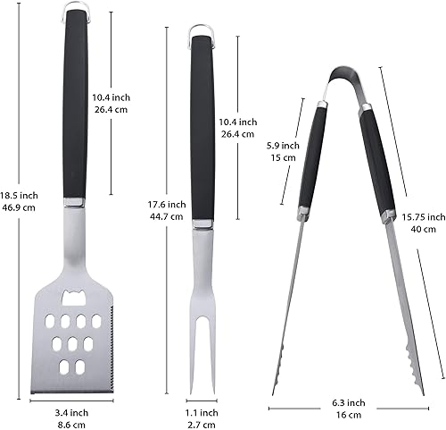 Miniatura 2 de Farberware 5261914 Juego de herramientas para barbacoa de 3 piezas, 3 unidades, color negro