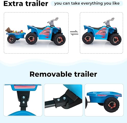 Miniatura 4 de Juguete de paseo para niños de 6 V, ATV de 4 ruedas para niños de 3 a 6 años, funciona con pilas, ATV para niños pequeños con botón de remolque,