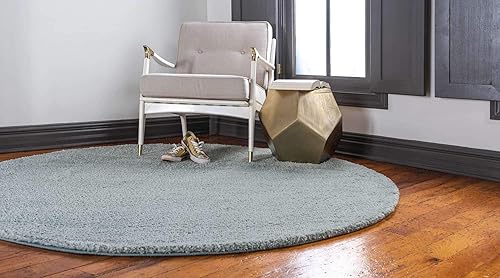 Miniatura 3 de Unique Loom Solo Collection - Alfombra de área, Calabasas (7 pies 10 pulgadas, redonda, azul claro)