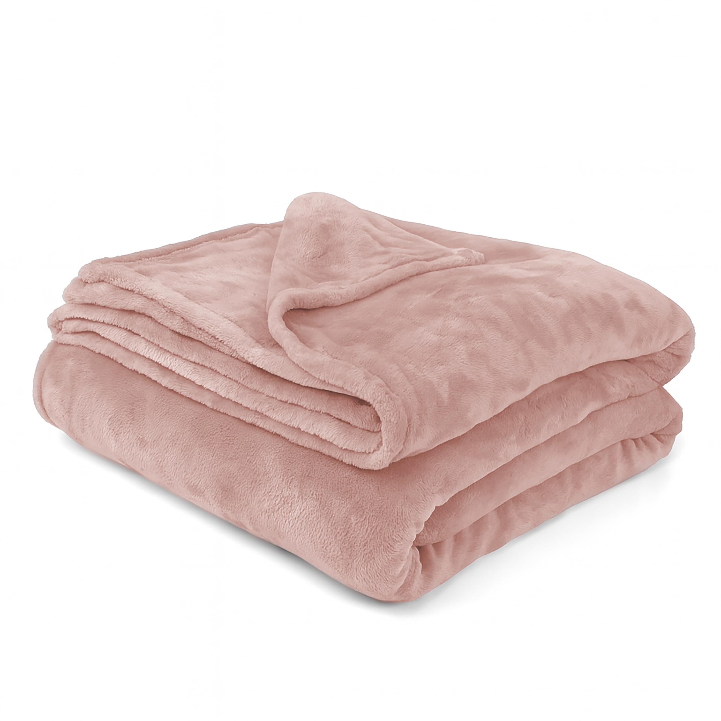 BESCH Manta de Microlina Poliéster Color Liso 130 x 160 cm Suave y Acogedora - Cobija de Polar Ligera Cálida Lavable a Máquina para Sofá, Cama o Viaje (Rosa Palo)