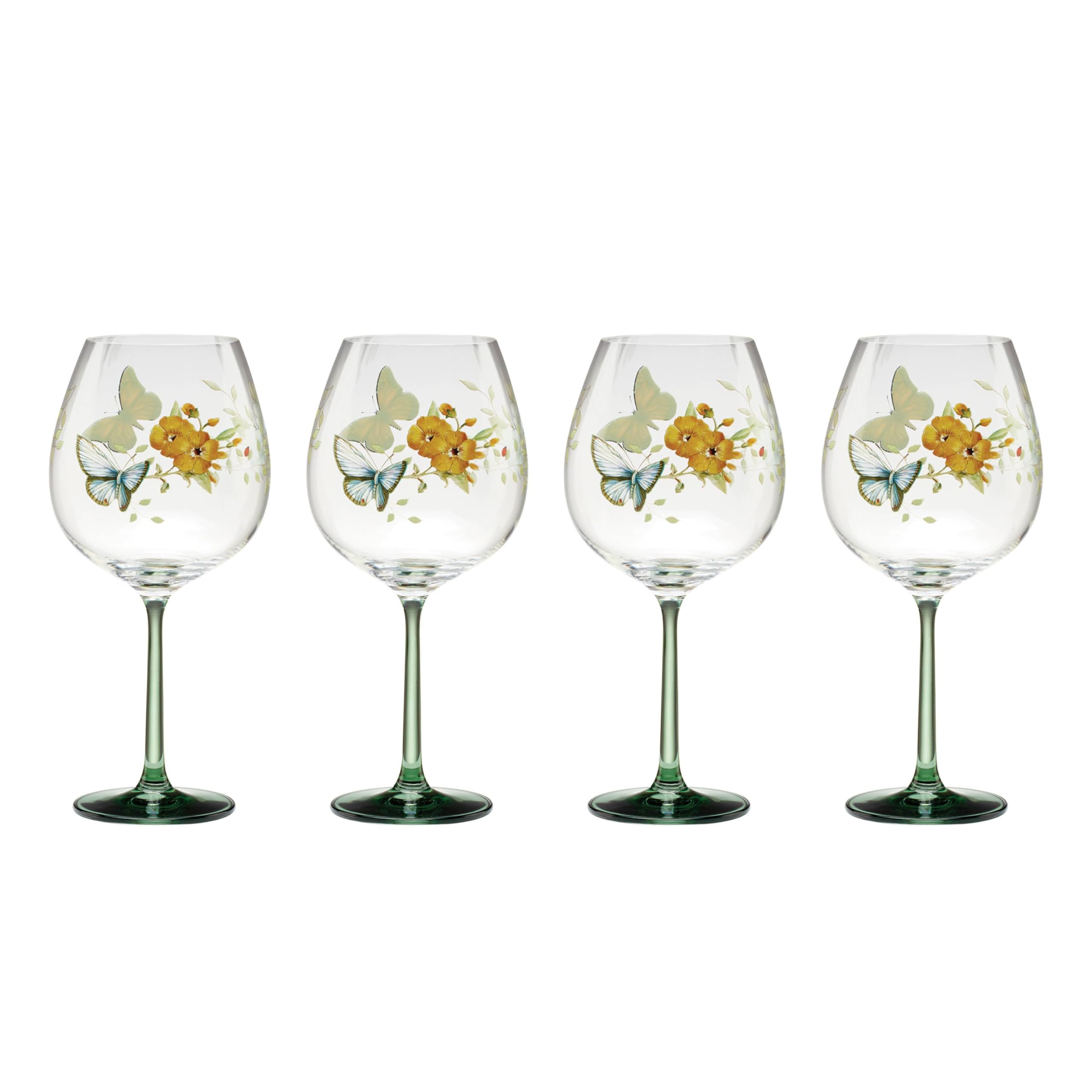 LenoxButterfly Meadow Balloon Wine Glasses, Set of 4, 4 Count, Multi