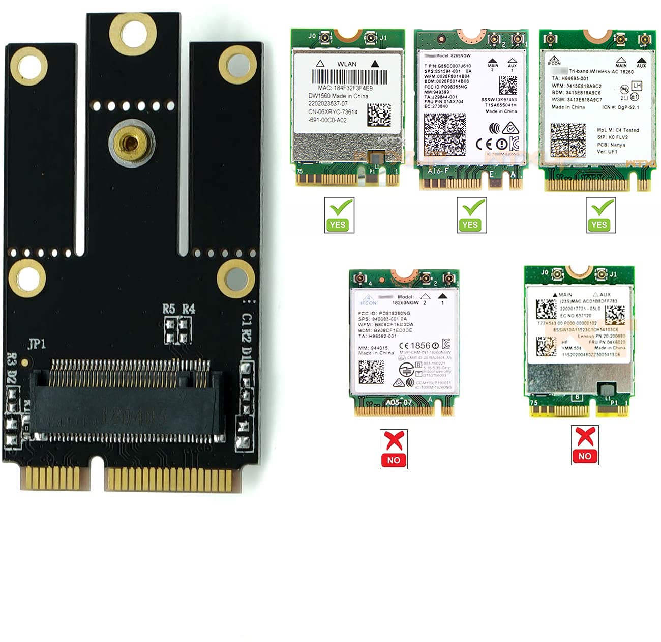 Deal4GO NGFF M.2 (Key-A+E/Key-E) to Mini PCI-E Express Adapter Converter Full Size/Half Size mPCIe Slot for Intel AX210 AX200 9260 8265 8260 7260 3165 WiFi Card