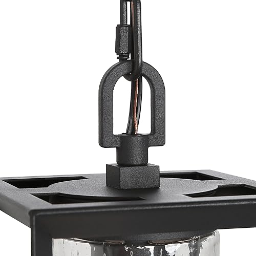 Miniatura 6 de classy leaves Lámpara colgante para exteriores, luces colgantes negras para porche exterior, lámpara colgante rectangular antioxidante, luces