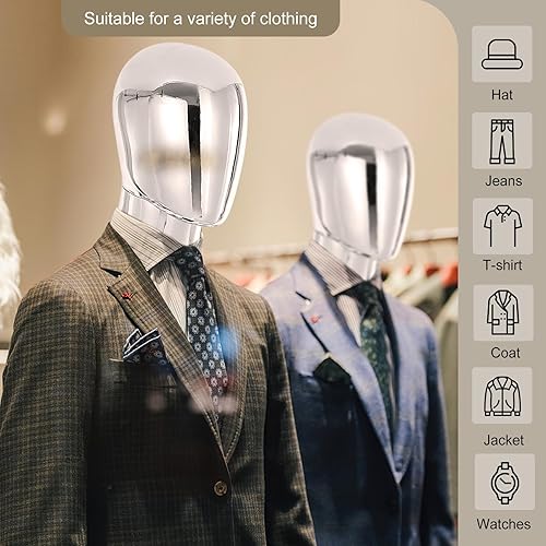 Miniatura 6 de Maniquí masculino y femenino de cuerpo completo, 2 piezas, soporte de maniquí ajustable, juego de exhibición de maniquí realista, base de metal