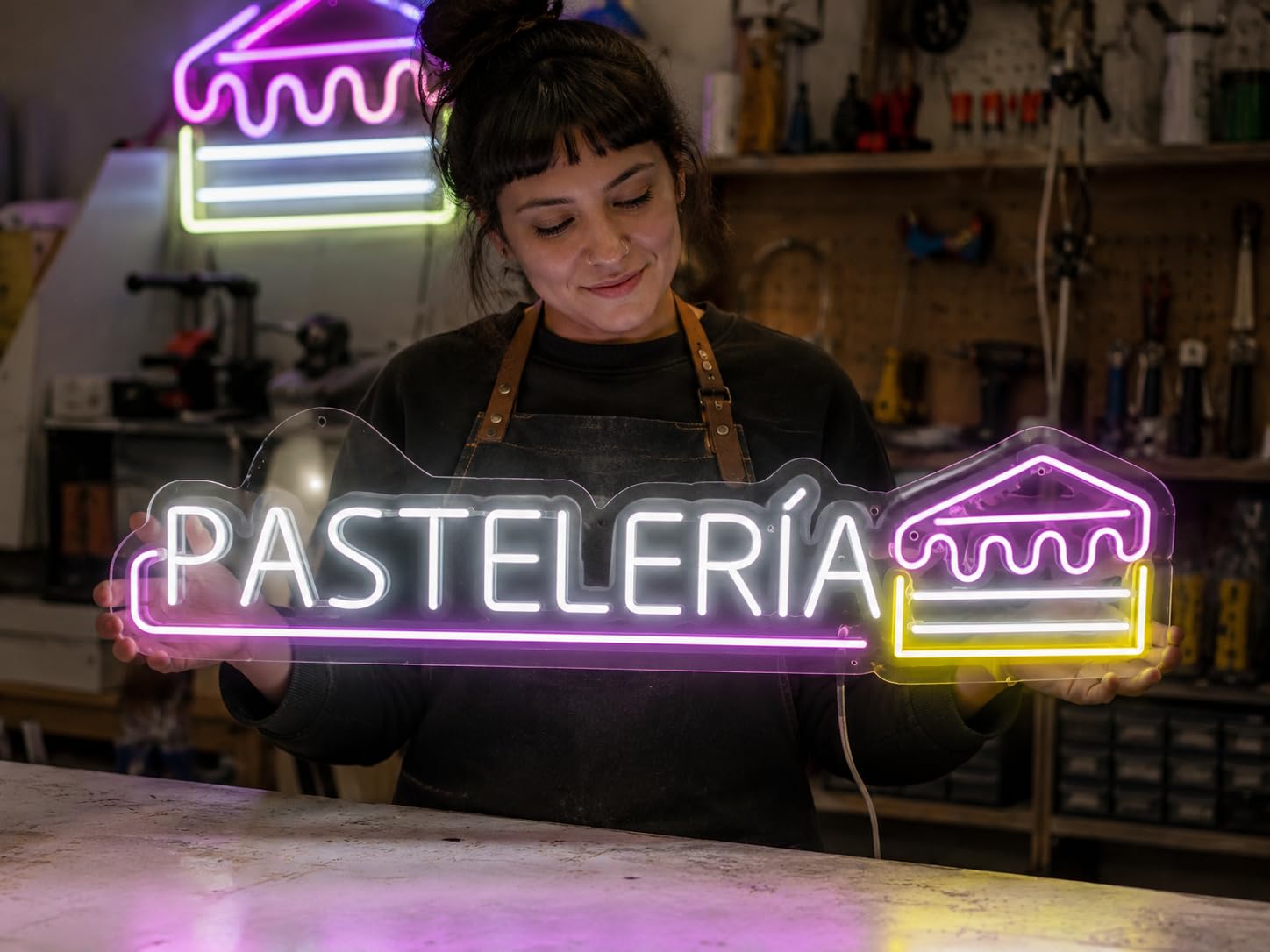 Letrero Pateleria para negocio Cartel Luminoso LED Escaparate, Decoración de Pared en Metacrilato, Luz Brillante, aproximadamente 100X19cm alimentación 12v
