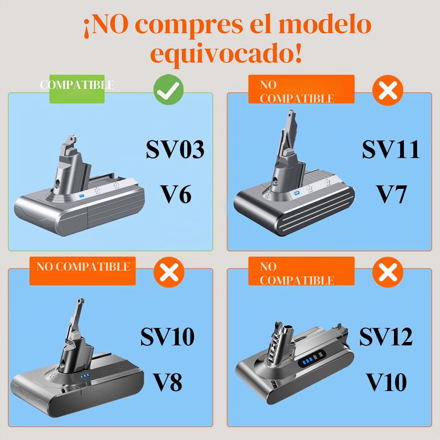 DTK Batería para Dyson V6 Batería Compatible con V6 Fluffy Animal Absolute Motorhead SV03 SV04 SV05 SV06 SV07 SV09 DC58 DC59 DC61 DC62 DC72 DC74 HH08
