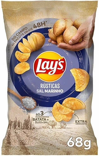 Batata Frita Lays Rústica Sal Marinho 68G