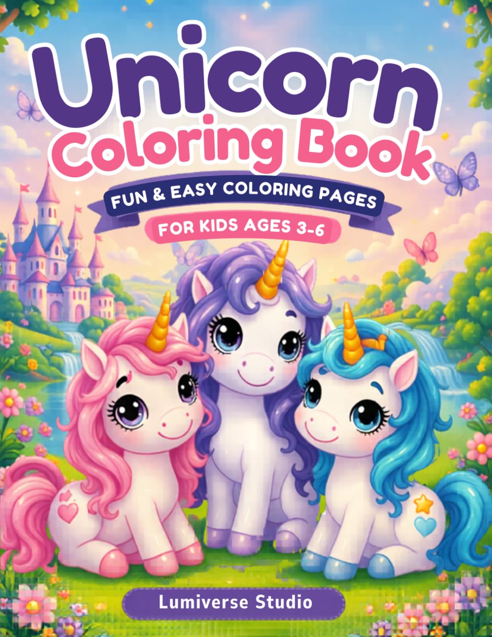 Unicorn Coloring Book: Fun & Easy Coloring Pages for Kids Ages 3–6