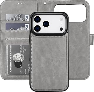 Bocasal Detachable Wallet Case for iPhone 18 Pro Max / 17 Pro Max Grey