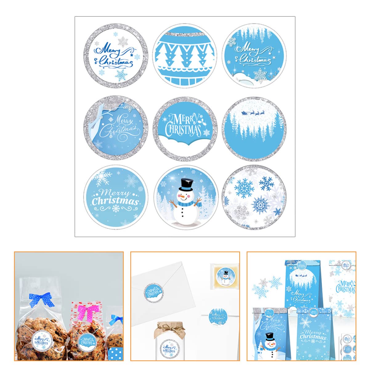 NUOBESTY 100fogli Etichette Adesive Natalizie Da Stickers Decorativi Con Motivi Di Fiocchi Di Autoadesivi e Resistente Per Regali e Decorazioni Festive