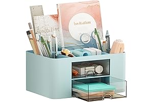 Marbrasse Pen Organizer with 2 Drawer, Multi-Functional Pencil Holder for Desk, Desk...