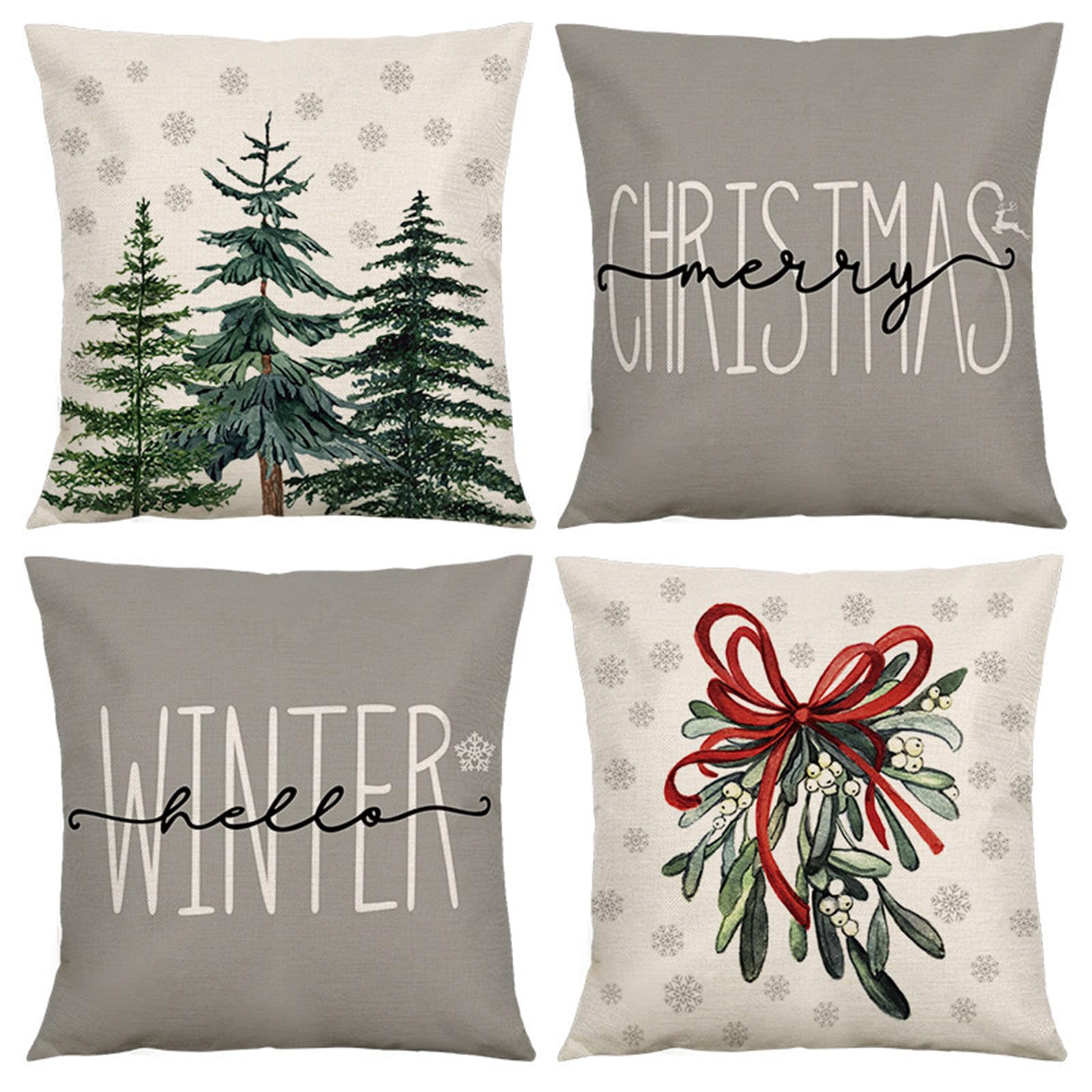 Housses de coussin Noël pour canapé et chaises d'extérieur en lin