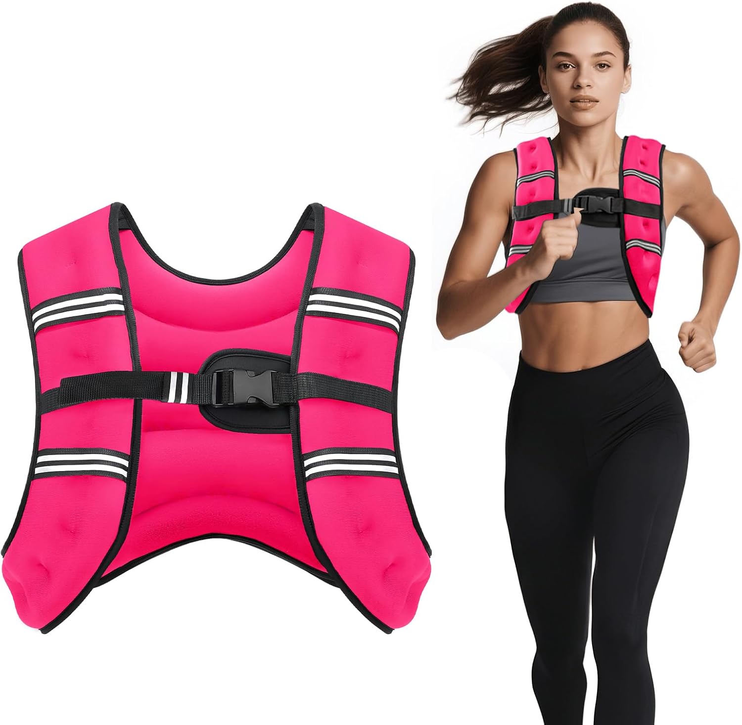 Weighted Vest, 6lb/8lb/12lb/16lb/20lb/30lb for Men, Women with Reflective Stripe, Weight Vests Adjustable for Workout, Strength Training, Running, Fitness, Muscle Building, Weight Loss clearance