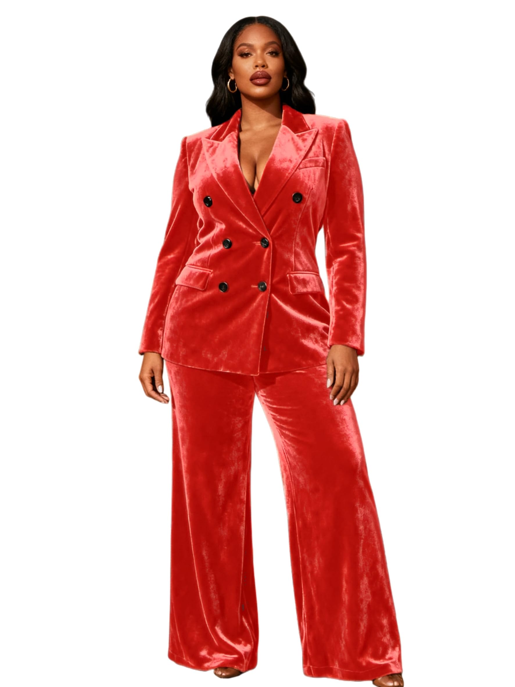 Autumn Winter Velvet Womens Suits 2 Piece Pant Suits Tuxedos Pantsuits Set Women Business Work Office