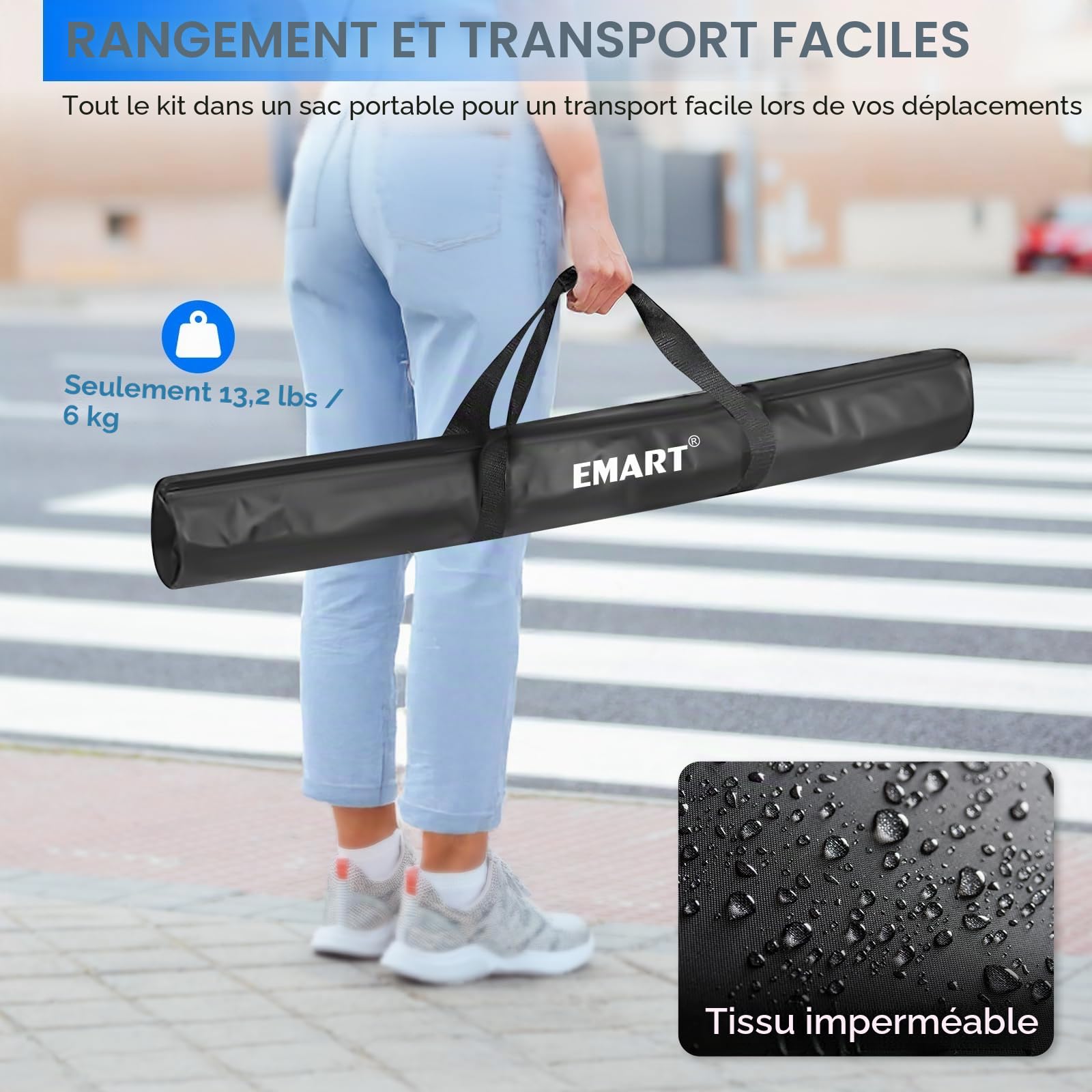 EMART Support Toile de Fond Photo 3 x 2,4 m, Banner Stand Réglable avec 2 Sacs de Sable et Paquet de Transport pour Studio, Portrait et Photographie de Produits