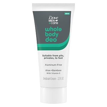 DOVE MEN + CARE Whole Body Deo Aluminum-Free Deodorant Cream Aloe + Bamboo Suitable from Pits, Privates, to Feet 2.5 fl oz