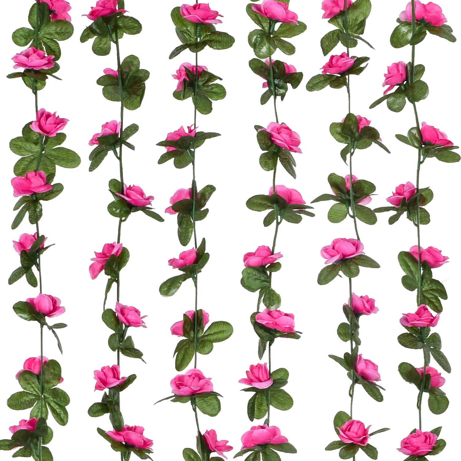 DearHouse 4 Pack Fake Rose Vine Flowers Plants Artificial Flower Hanging Rose Ivy Garland Home Wedding Party Office Garden Craft Art Décor Rose red, 33 FT 1