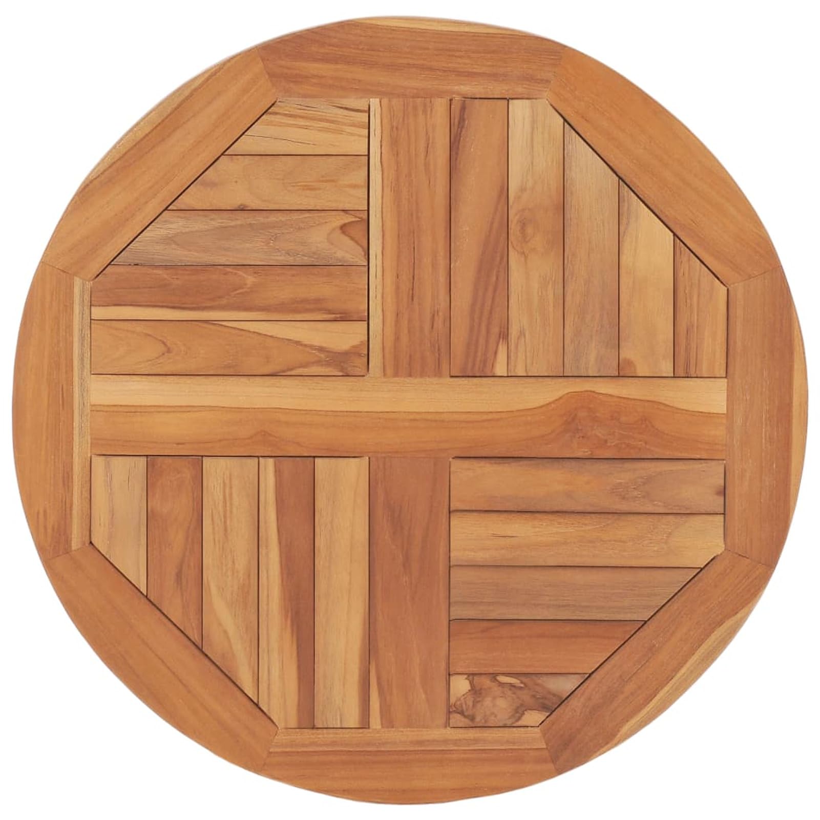 Tidyard Dessus de Table Bois de Teck Solide Rond 2,5 cm 60 cm, Plateau de Table de Remplacement pour Table à Manger, Bureau, Table de Bar, Table Basse, Table de Bistrot