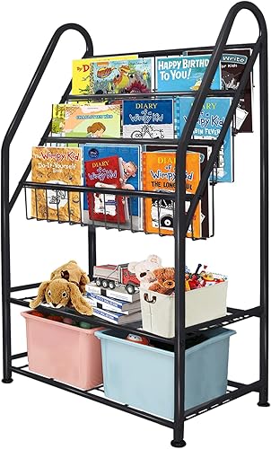 Miniatura 9 de aboxoo Estantería infantil independiente para habitación de los niños, 18 pulgadas, organizador de juguetes para jugar, negro, estable, librería,