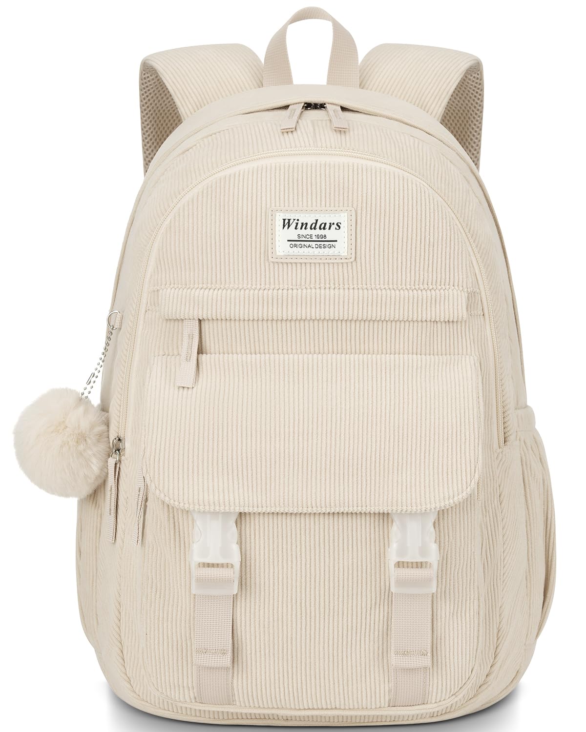 WINDARS School Backpack for Teens Large Corduroy Bookbag Cute 15 6 Inch Laptop Bag for Girls Women Lightweight