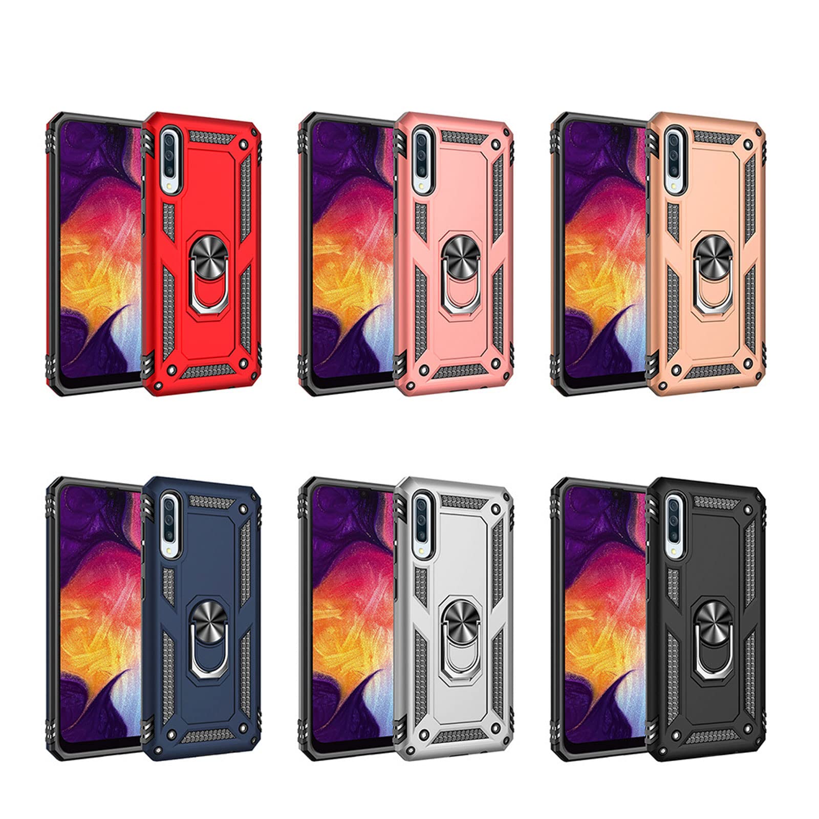 Kabury do Samsung A50/A70/A30S/A70E, wojskowe etui pancerne, wytrzymałe, ochronne, odporne na wstrząsy, z uchwytem pierścieniowym, niebieskie, A50