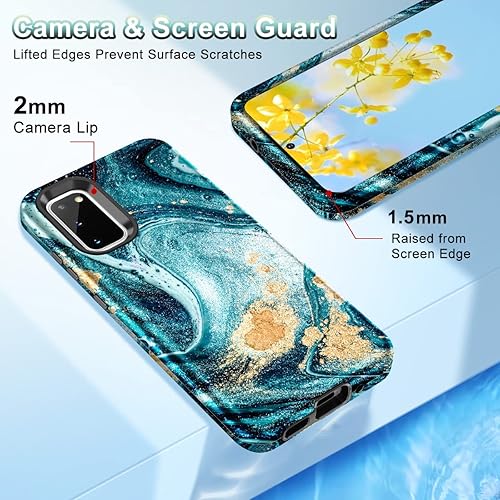 Miniatura 4 de Btscase Funda para Galaxy S20 FE 5G, patrón de mármol 3 en 1, resistente a prueba de golpes, cuerpo completo, policarbonato duro y suave protección