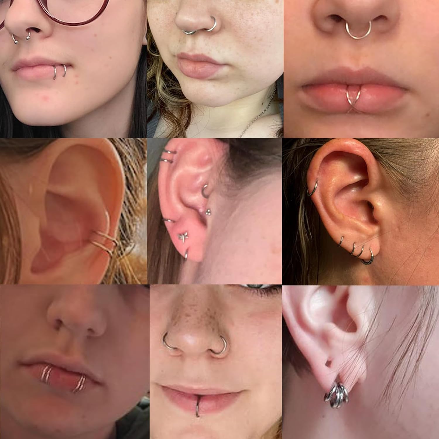 Ourania 10PCS 16G 6mm -12mm Hinged Clicker Ring - Surgical Steel Nose Septum Ring Hoop Daith Helix Cartilage Clicker Ear Piercing Ring Ear Plugs Hangers for Women Men - Image 2