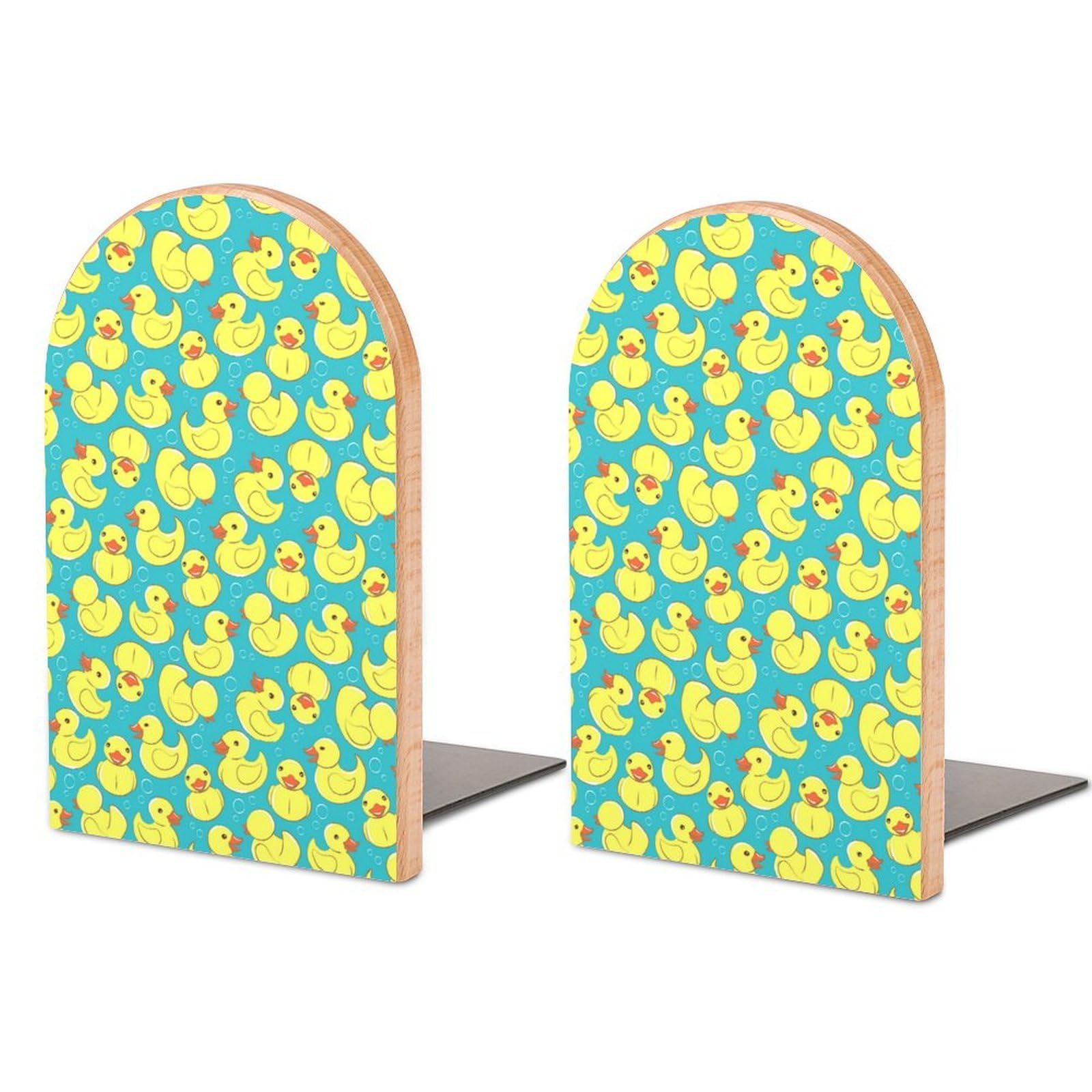 Yellow Rubber Duck And Bubbles Book Ends for Shelves Bookends Bookshelf Holder Stand Books Stopper Home Office Decor